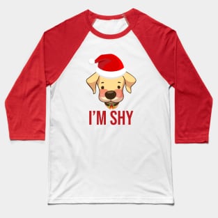 Shy Christmas Dog Baseball T-Shirt